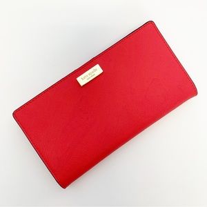 KATE SPADE Staci Bifold Wallet Poppy Red Pink Color Leather SIZE 6.5” x 3.5”